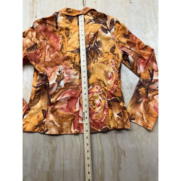 Oltre Women’s Fall Blazer Made In Italy US 6 Cotton Thanksgiving Oranges Pumpkin - Picture 5 of 6